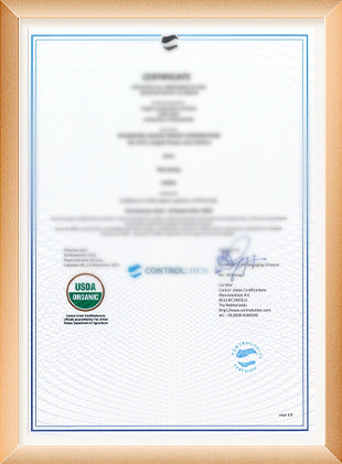USA ORGANIC CERTIFICATE
